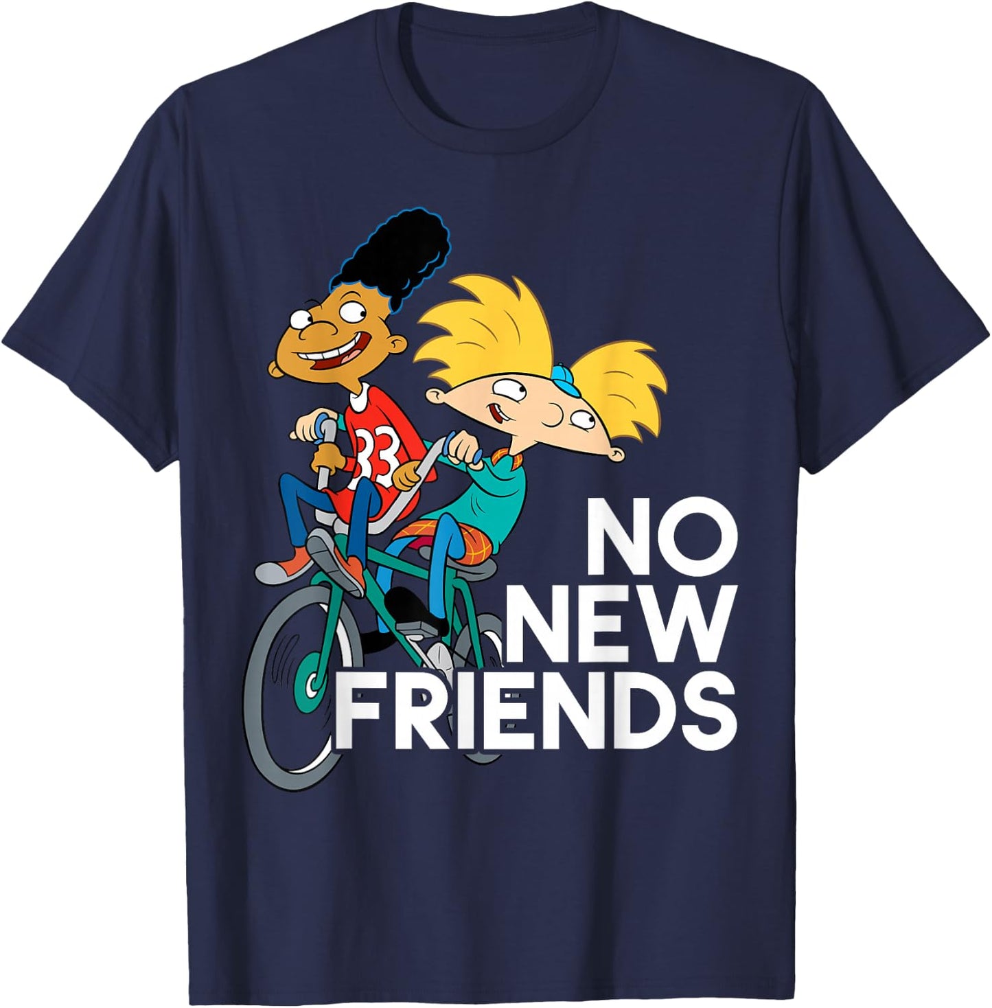 Nickelodeon Hey Arnold! No New Friends T-Shirt - T-Shirt | Navy