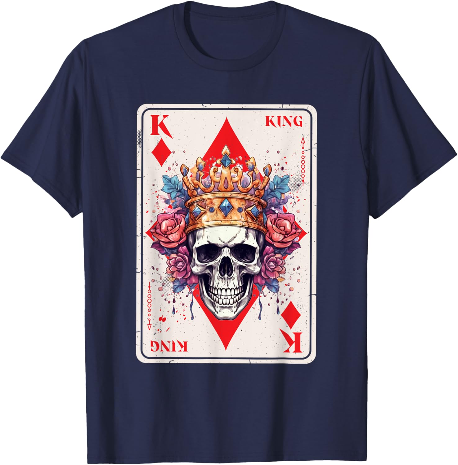 Gothic Card Game Halloween Scary Horror King of Diamonds T-Shirt - T-Shirt | Navy