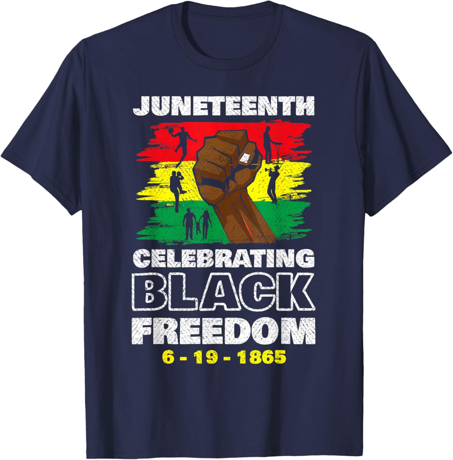 Celebrating Juneteenth 1865 Black Freedom Celebration T-Shirt - T-Shirt | Navy