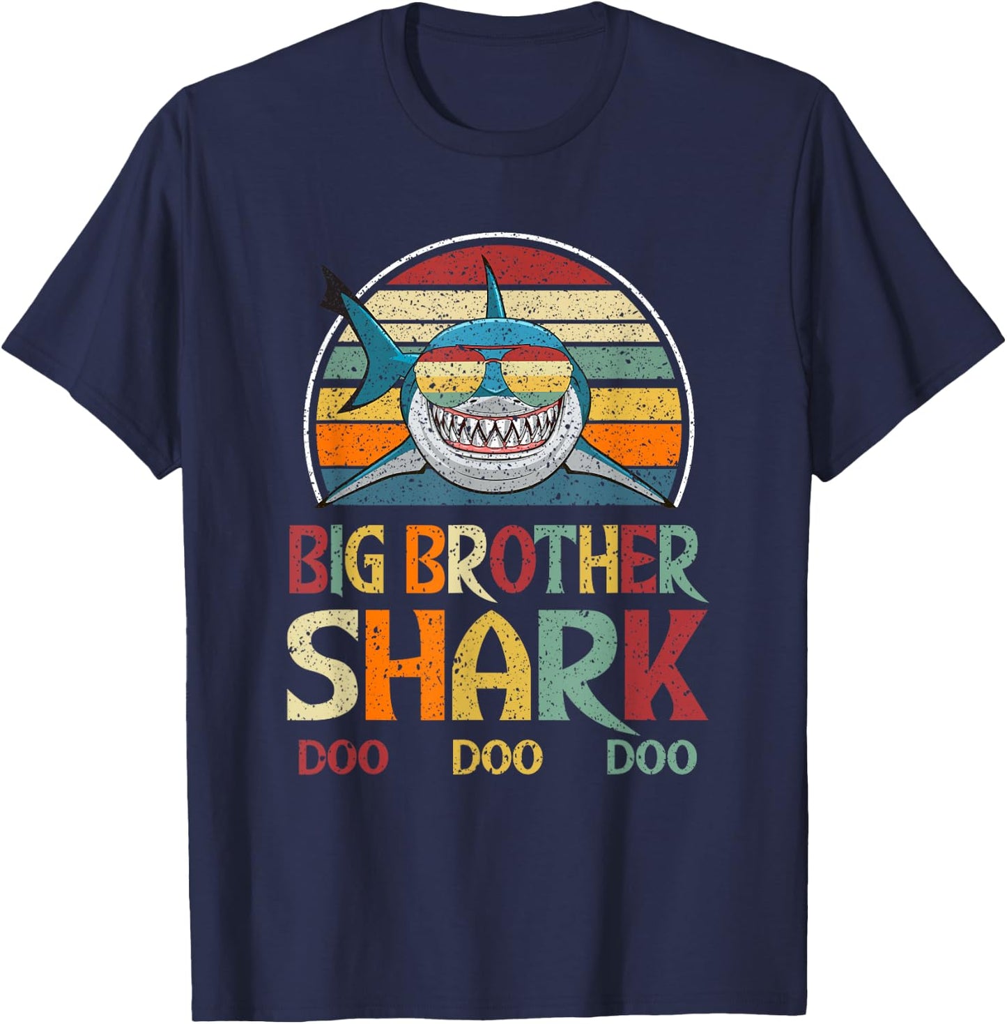 Retro Vintage Big Brother Shark Pregnancy Announcement Gift T-Shirt - T-Shirt | Navy