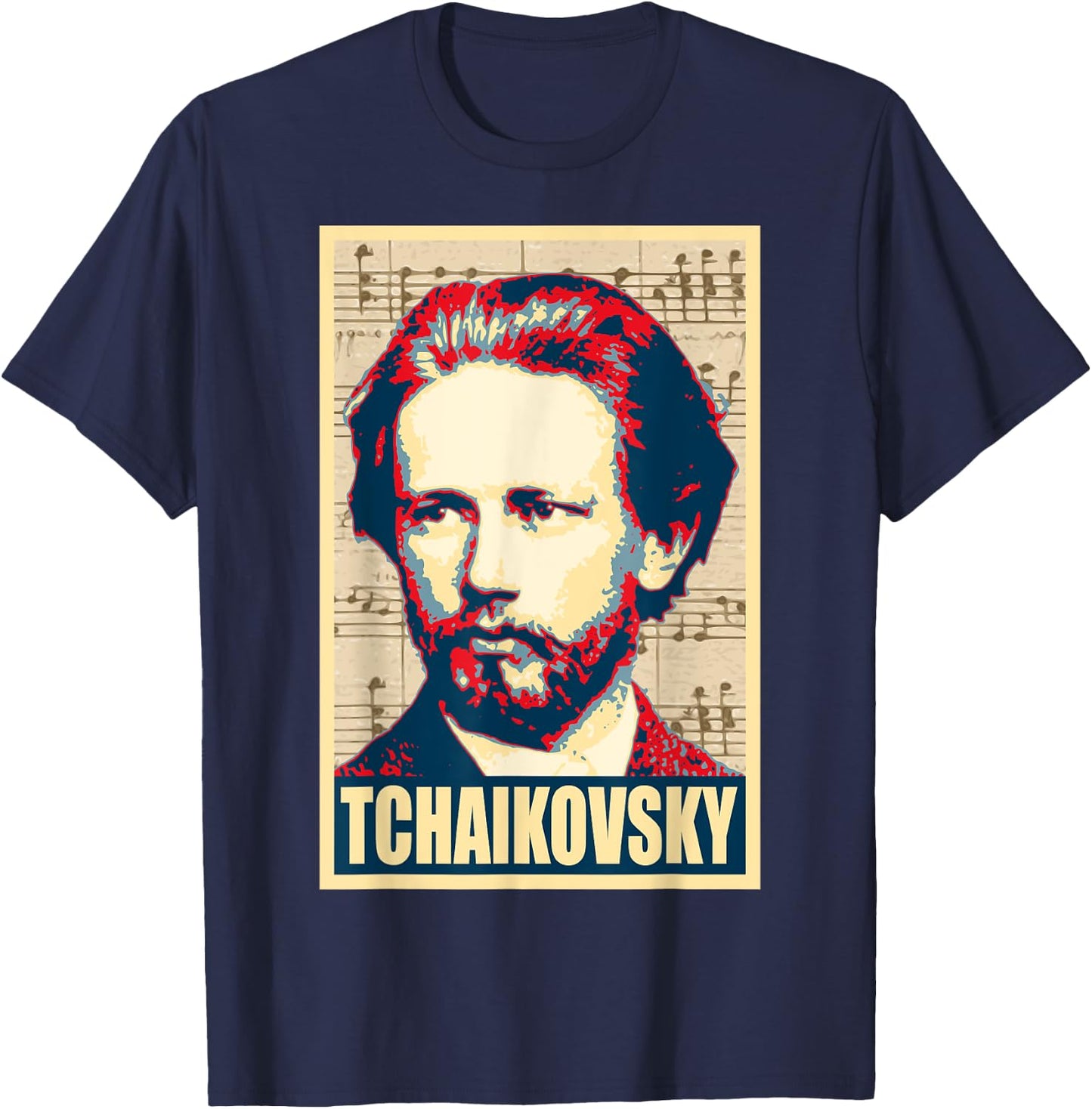 Tchaikovsky Classical Music Notes Composer T-Shirt - T-Shirt | Navy