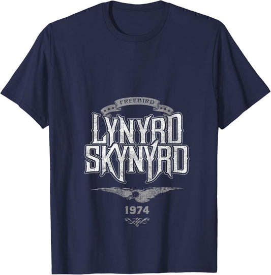 Women's Lynyrd Skynyrd Freebird Retro Logo 1974 Rock Music 70s Gifts V-Neck T-Shirt - T-Shirt | Navy