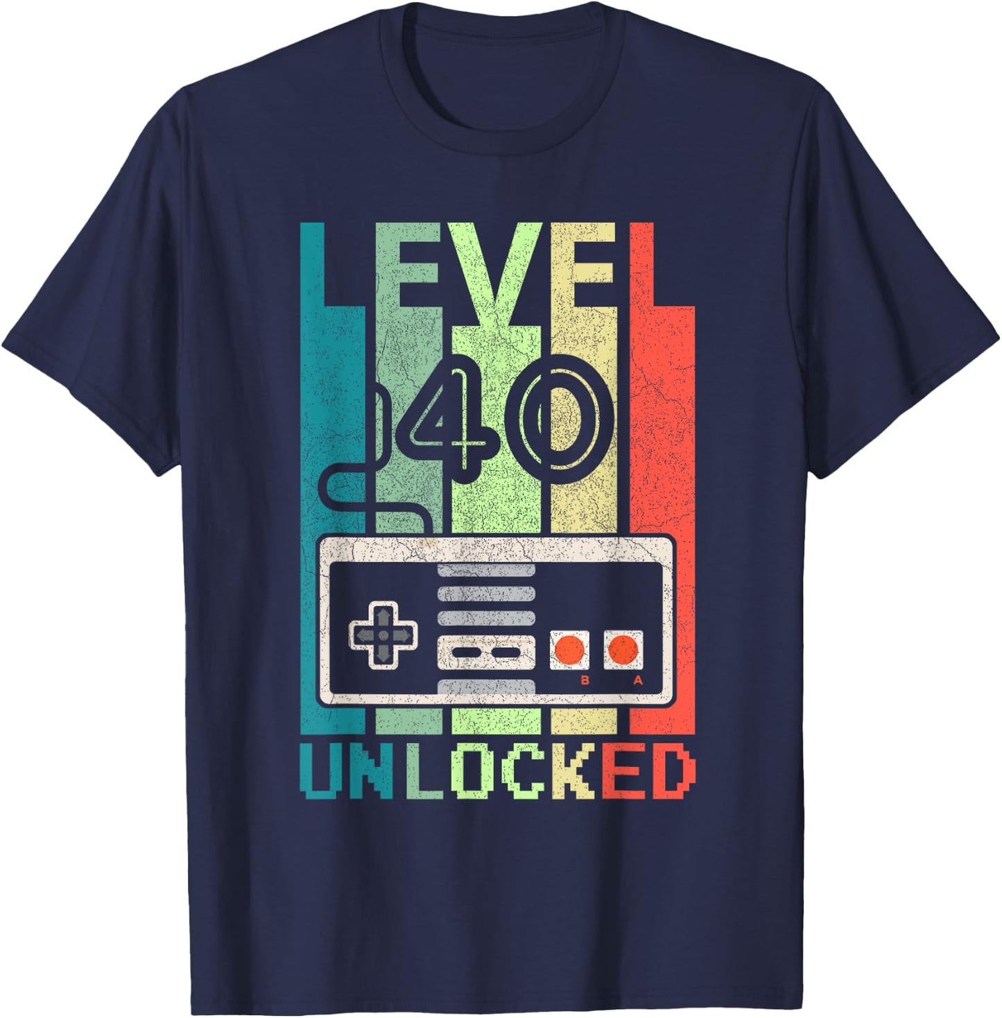 Level 40 Unlocked Video Gamer 40th Birthday Gifts T-Shirt - T-Shirt | Navy