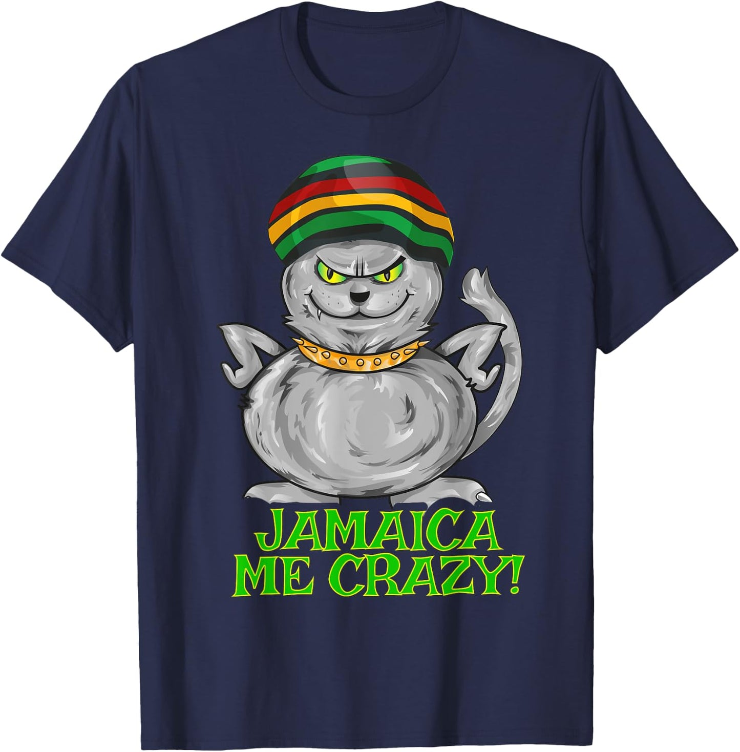 Jamaica Me Crazy Shirt | Cat Rasta Jamaican Reggae Women Girls Kids T-Shirt - T-Shirt | Navy