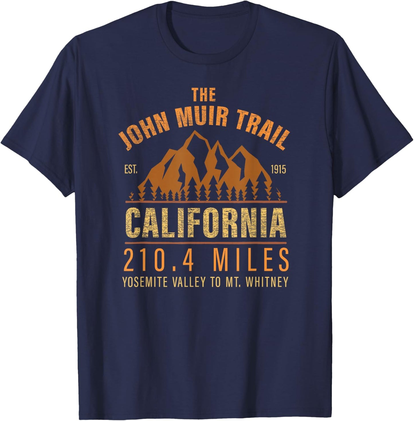 John Muir Trail California Backpacking Trail Hiking T-Shirt - T-Shirt | Navy