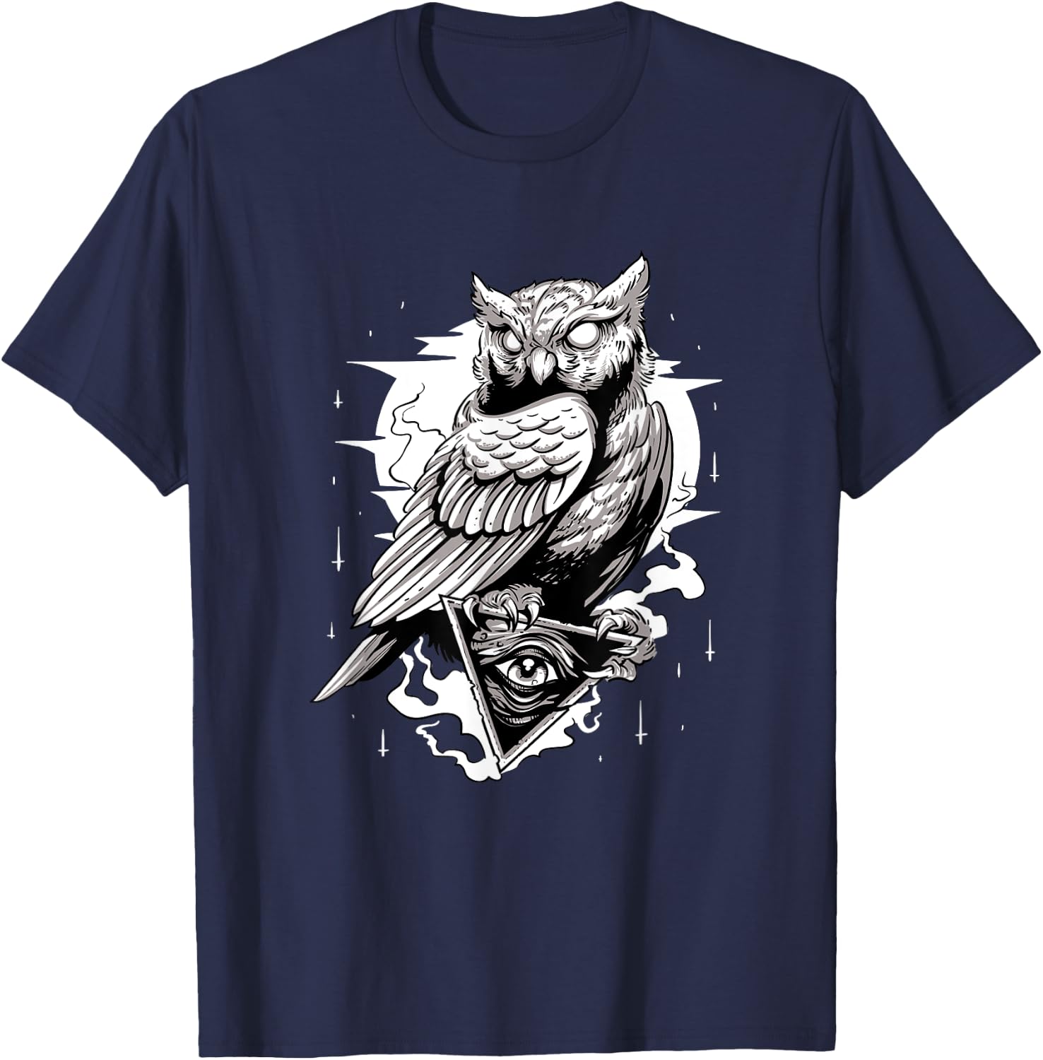 Owl Pyramid Secret Illuminati Owl Conspiracy Shirt T-Shirt - T-Shirt | Navy