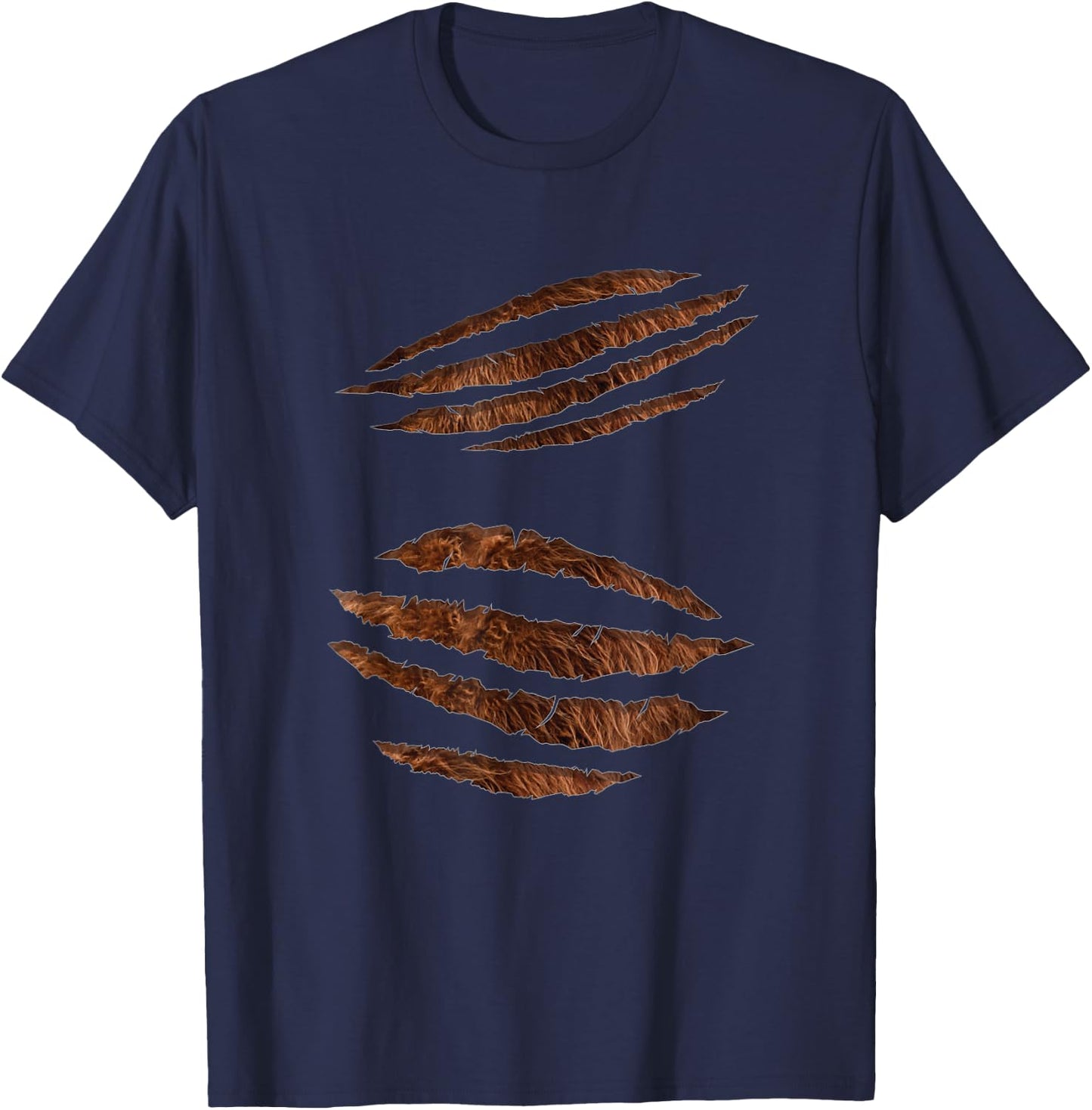 Torn Ripped Werewolf Halloween Costume with Beast Claw Marks T-Shirt - T-Shirt | Navy