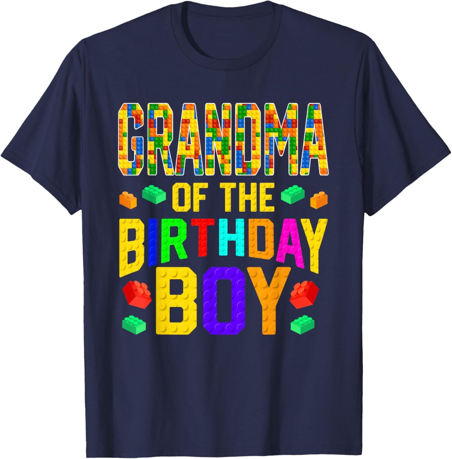 Grandma of The Birthday Boy Master Builder Building Blocks T-Shirt - T-Shirt | Navy