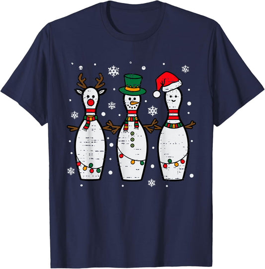 Christmas Bowling Hat Santa Bowler Xmas Sport Men Women Kids T-Shirt - T-Shirt | Navy