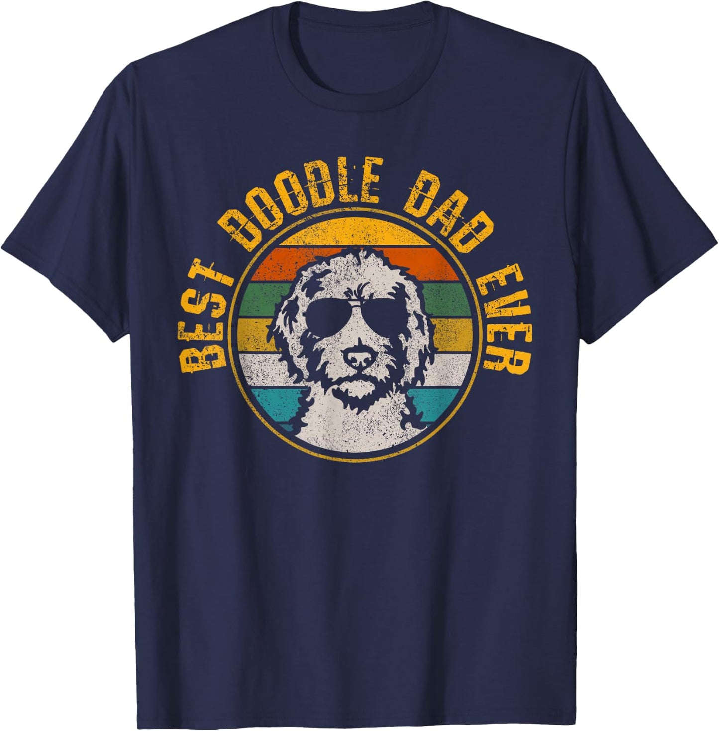 Best Doodle Dad Ever - Vintage Dog Golden Doodle Gift T-Shirt - T-Shirt | Navy