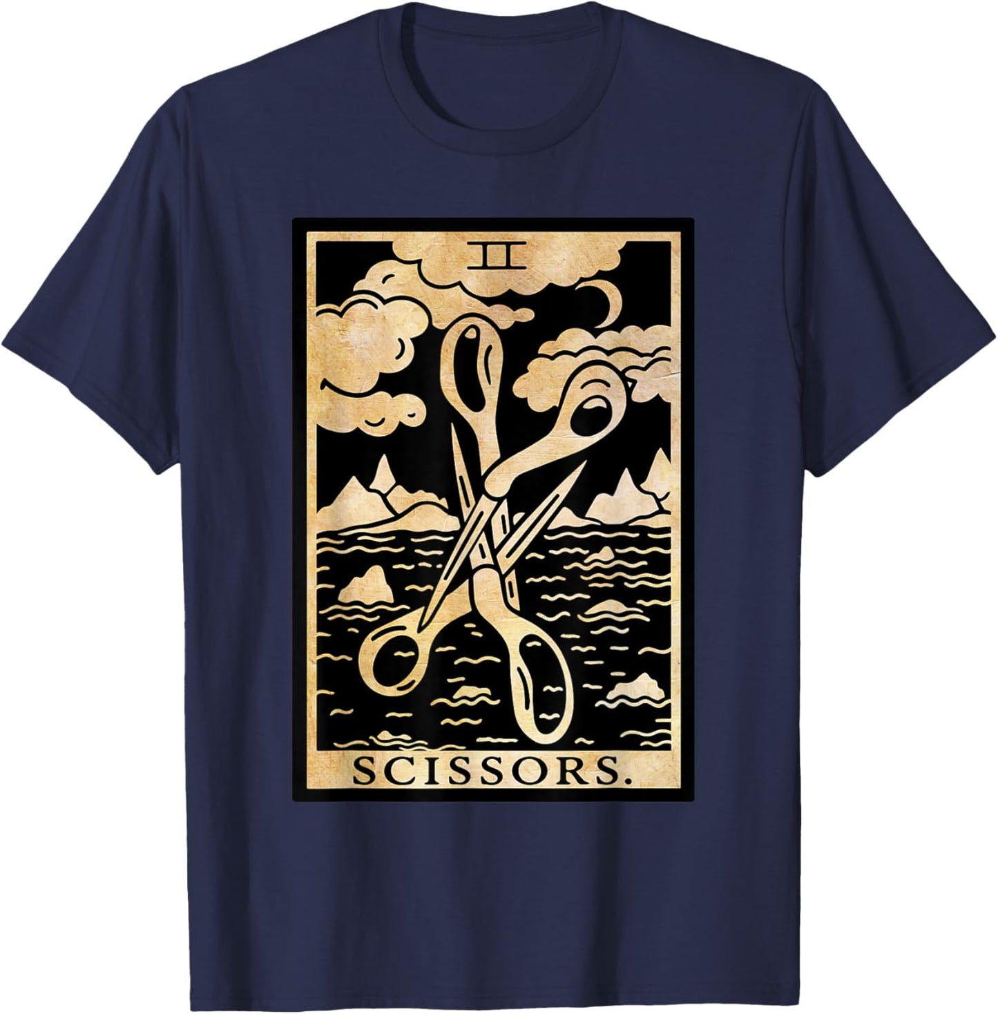 Funny Lesbian Scissors Tarot Card Vintage T-Shirt - T-Shirt | Navy