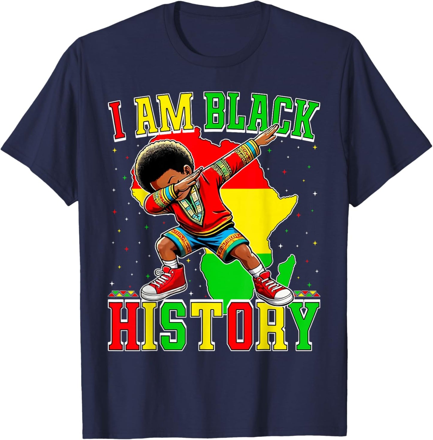 I Am Black History Dabbing Kid Black History Month Kids Boys T-Shirt - T-Shirt | Navy