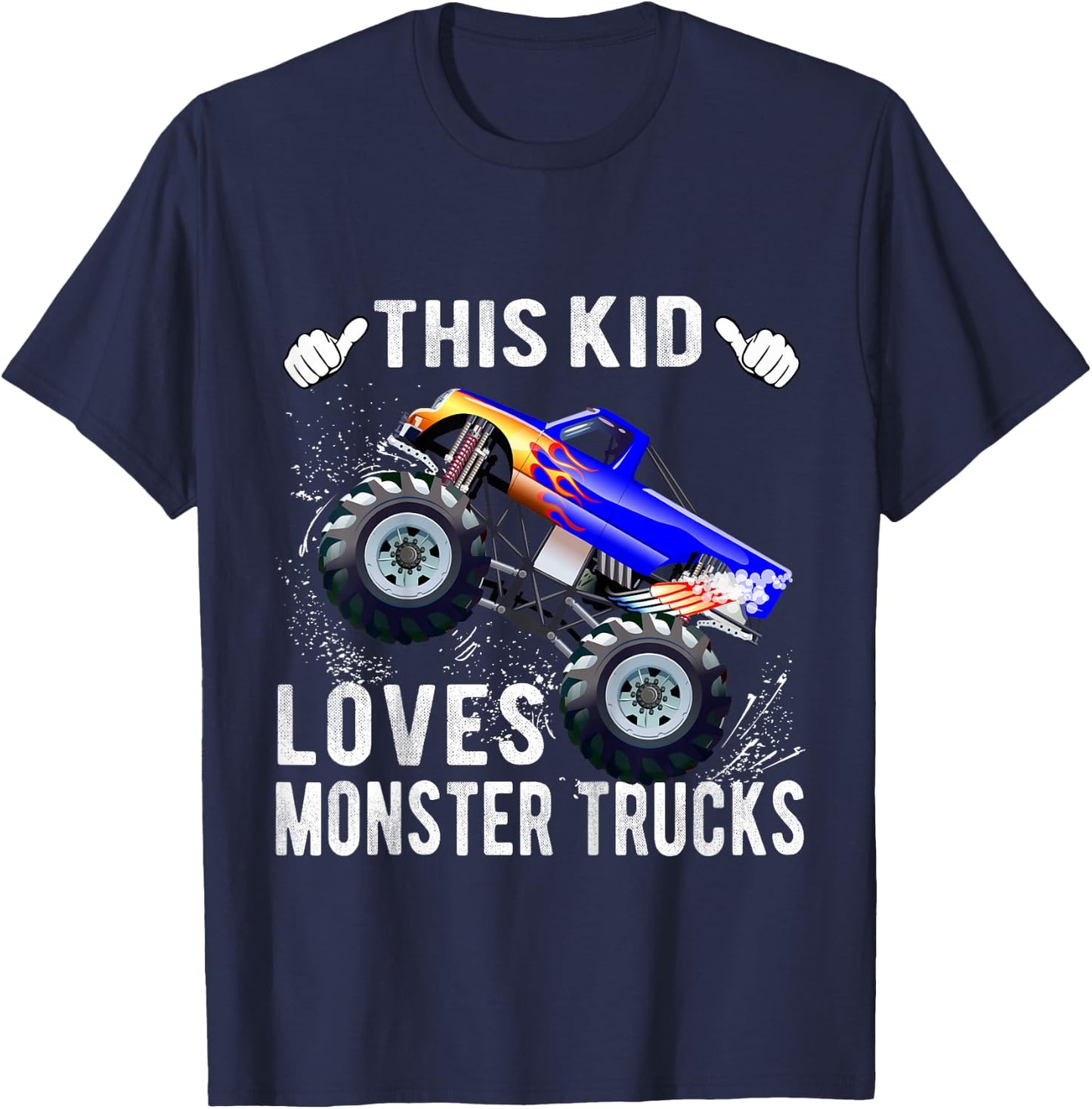 This Kid Loves Monster Trucks Boys and Girls Gift T-Shirt - T-Shirt | Navy