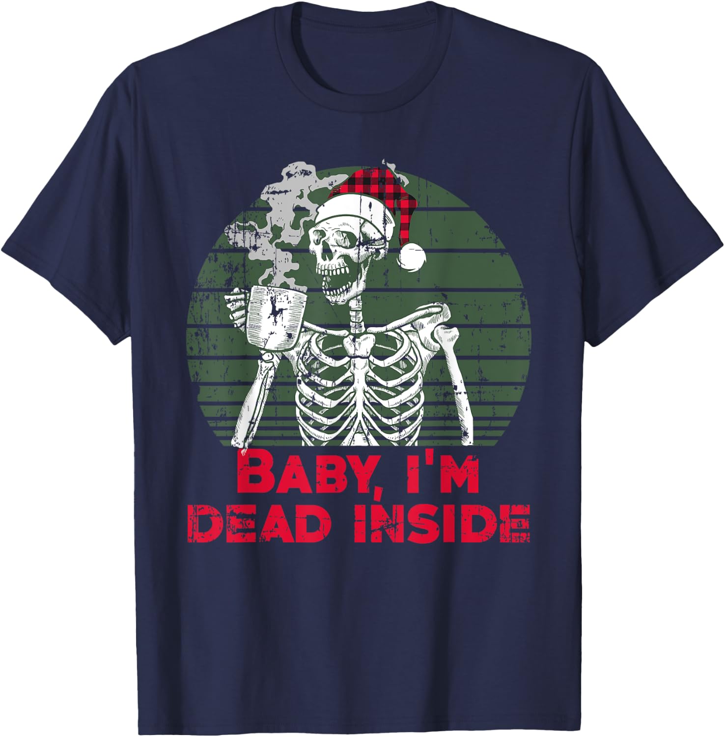 Baby i'm Dead Inside Skeleton drinking Cold Black Coffee T-Shirt - T-Shirt | Navy