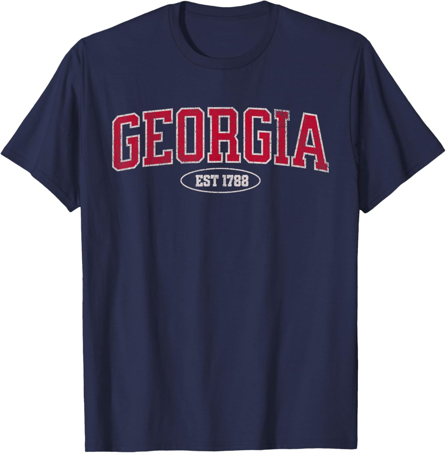 Athens Georgia EST 1788 Distressed Collegiate Style Design T-Shirt - T-Shirt | Navy
