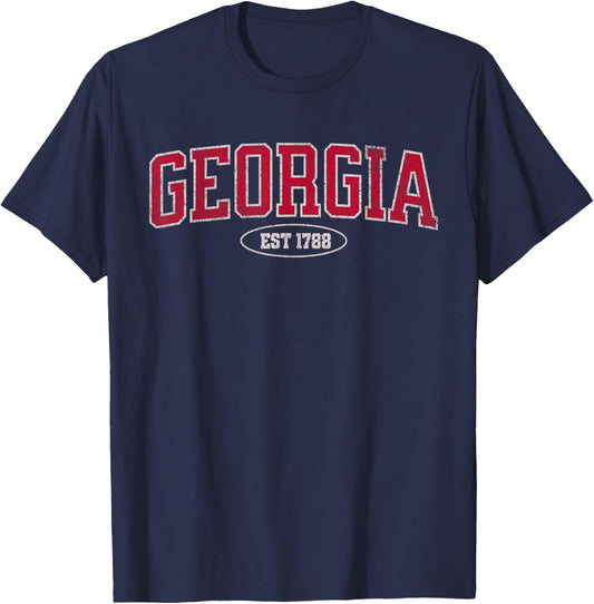 Athens Georgia EST 1788 Distressed Collegiate Style Design T-Shirt - T-Shirt | Navy