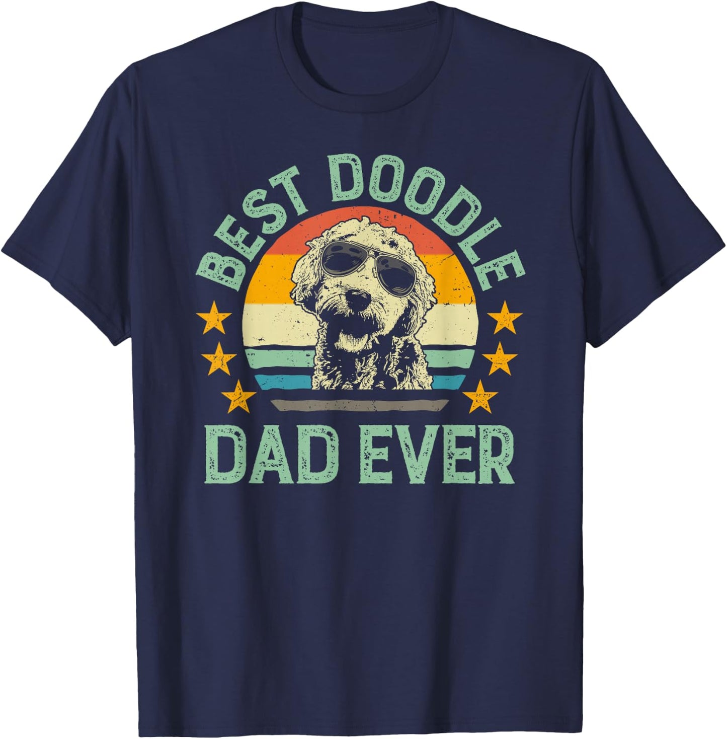 Best Doodle Dad Ever Goldendoodle Dad Retro Gift T-Shirt - T-Shirt | Navy