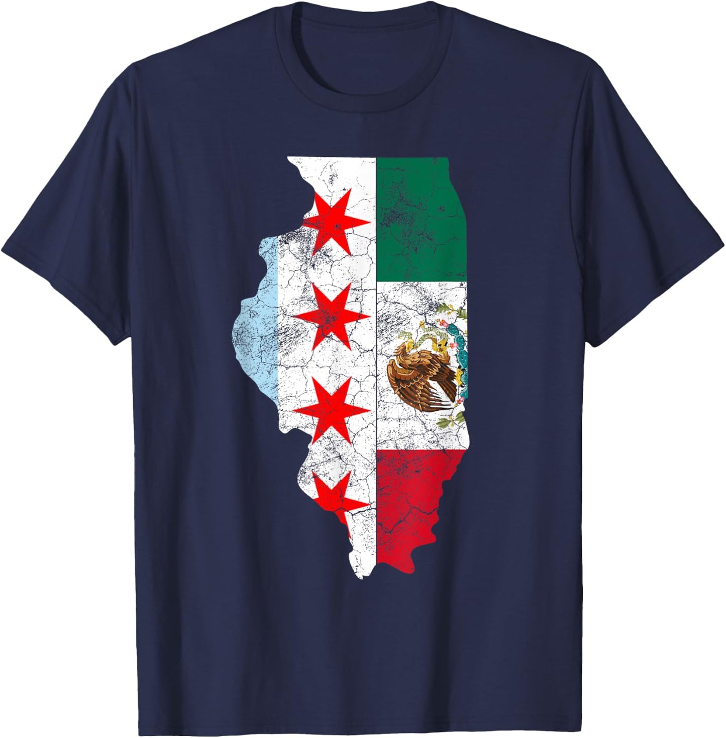 Cinco De Mayo Shirt Chicago Mexican Flag Men Women Kids Gift T-Shirt - T-Shirt | Navy