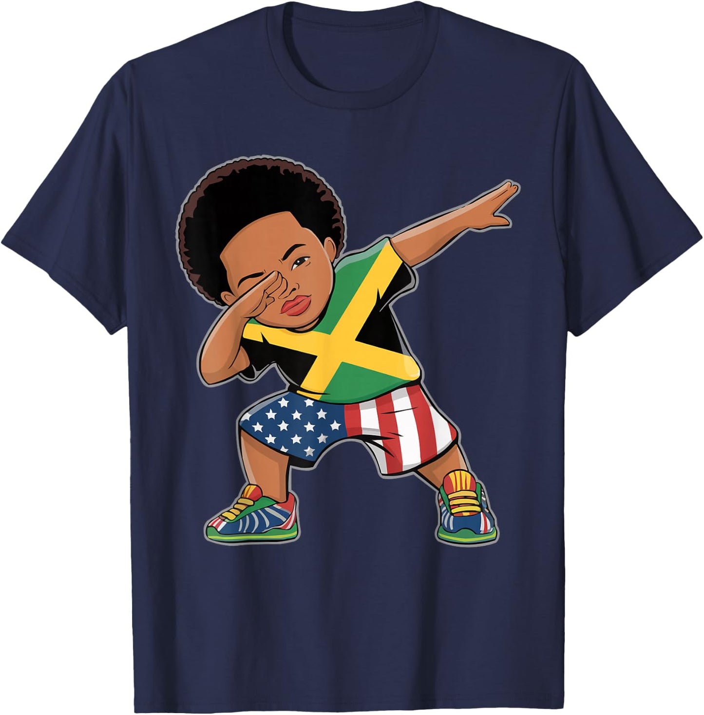Half American Half Jamaican USA Flag Jamaica America T-Shirt - T-Shirt | Navy