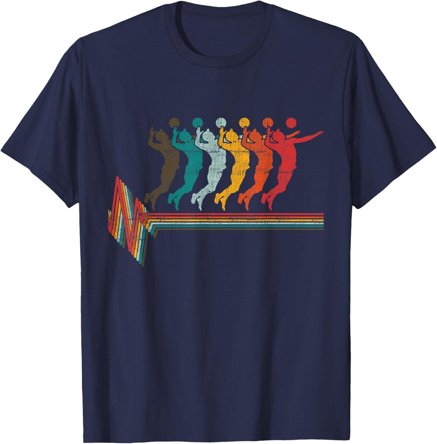 Vintage Volleyball Heartbeat- Beach Volleyball Gift T-Shirt - T-Shirt | Navy