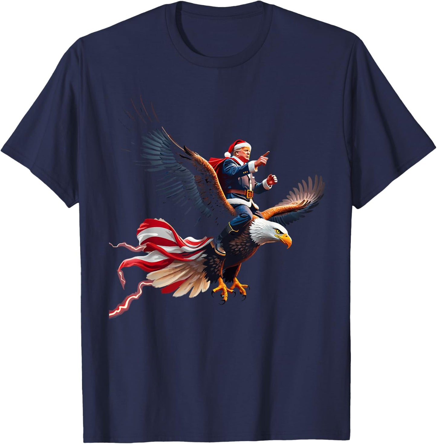 Santa Trump 2024: Making Christmas eagle USA Great Again T-Shirt - T-Shirt | Navy