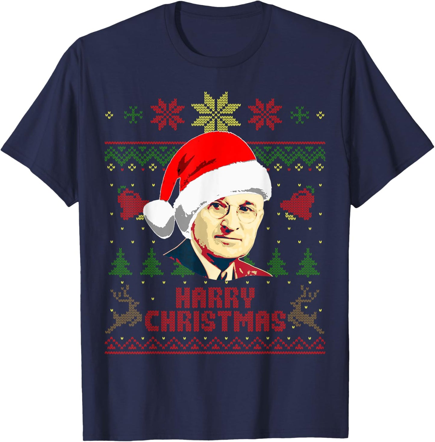 Harry S Truman Funny Christmas T-Shirt - T-Shirt | Navy