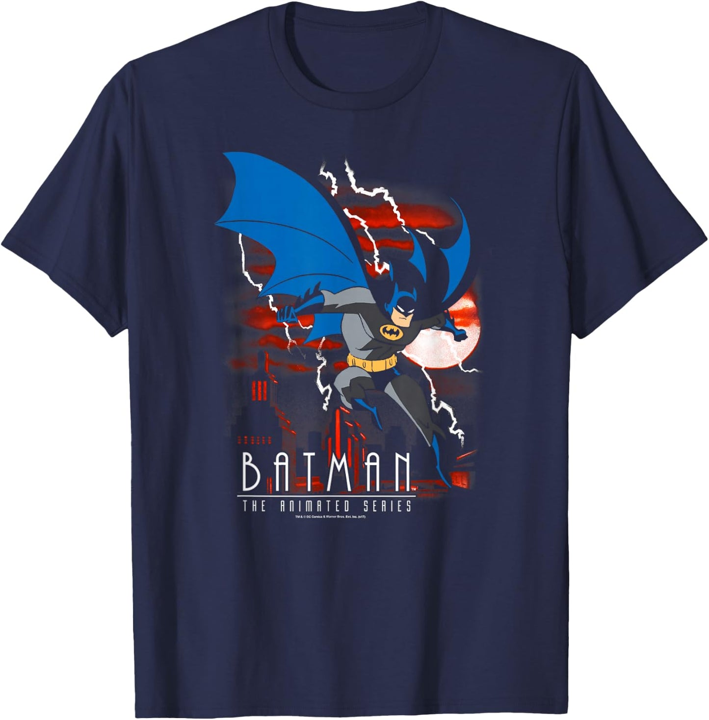 Batman: Animated Series Lightning Strikes T-Shirt - T-Shirt | Navy