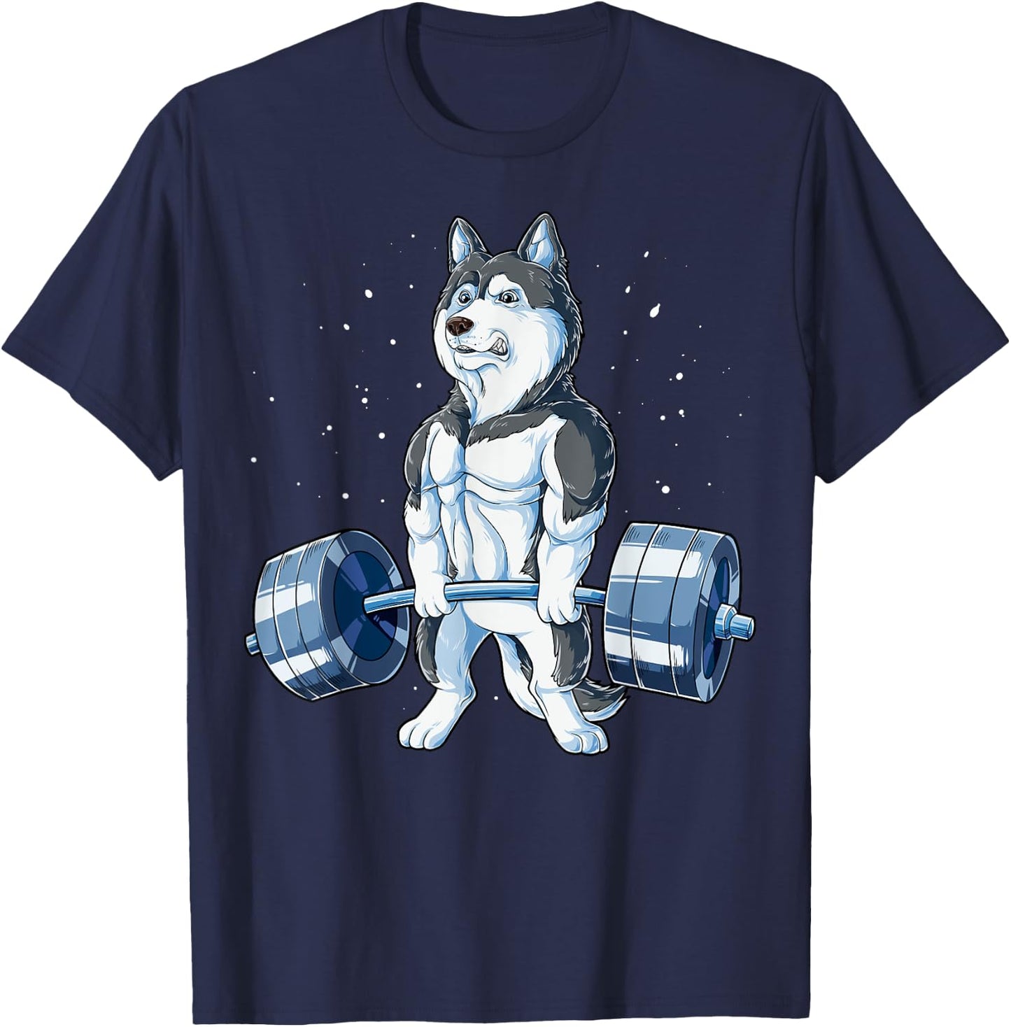 Siberian Husky Weightlifting Funny Deadlift Men Fitness Gym T-Shirt - T-Shirt | Navy