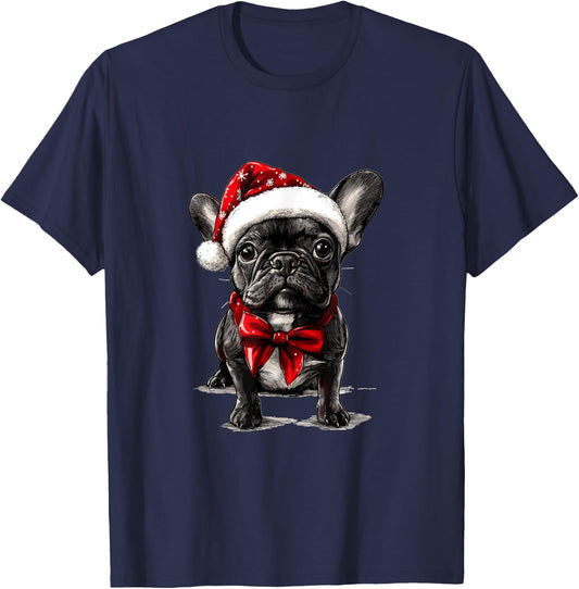 Cute French Bulldog Frenchie Dog Christmas Merry X-mas T-Shirt - T-Shirt | Navy