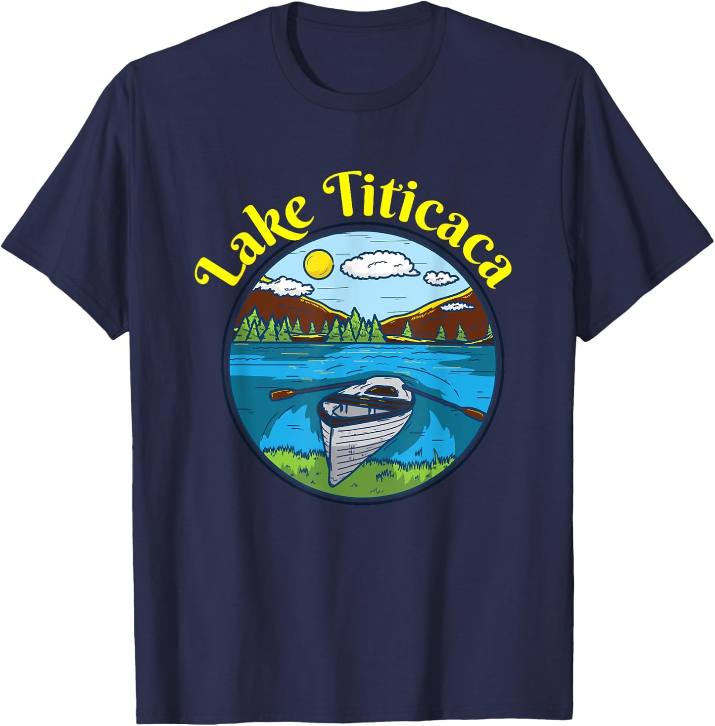 Lake Titicaca Clothing Peru Retro Boating T-Shirt - T-Shirt | Navy