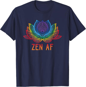 Funny Lotus Flower Zen AF Sarcastic Yoga Lover Shirt T-Shirt - T-Shirt | Navy