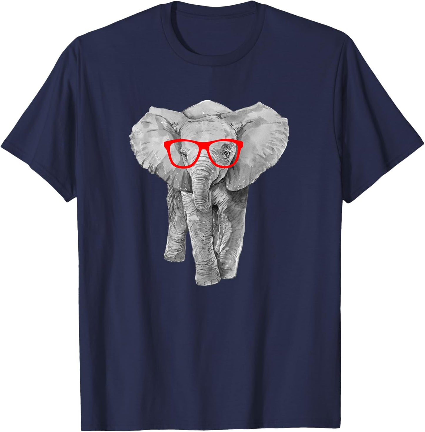 Hipster Baby Elephant in Red Glasses Shirt T-Shirt - T-Shirt | Navy