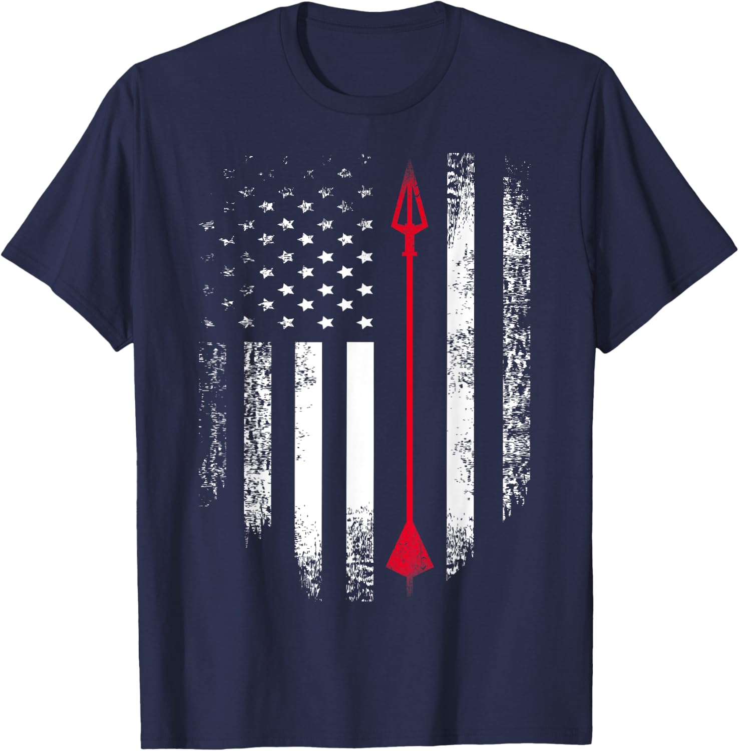 Vintage USA Red White - Archery Arrow American Flag T-Shirt - T-Shirt | Navy