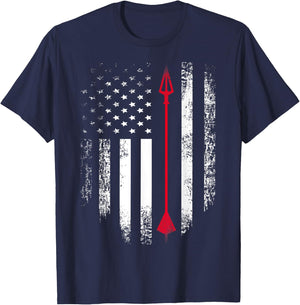 Vintage USA Red White - Archery Arrow American Flag T-Shirt - T-Shirt | Navy