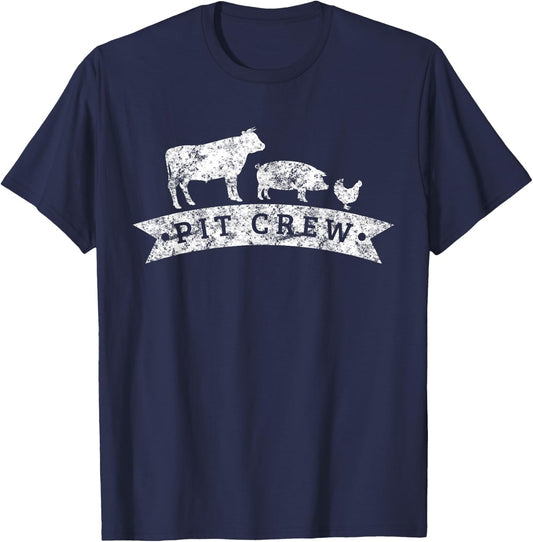 Vintage Pit Crew Funny BBQ Grilling T-Shirt - T-Shirt | Navy