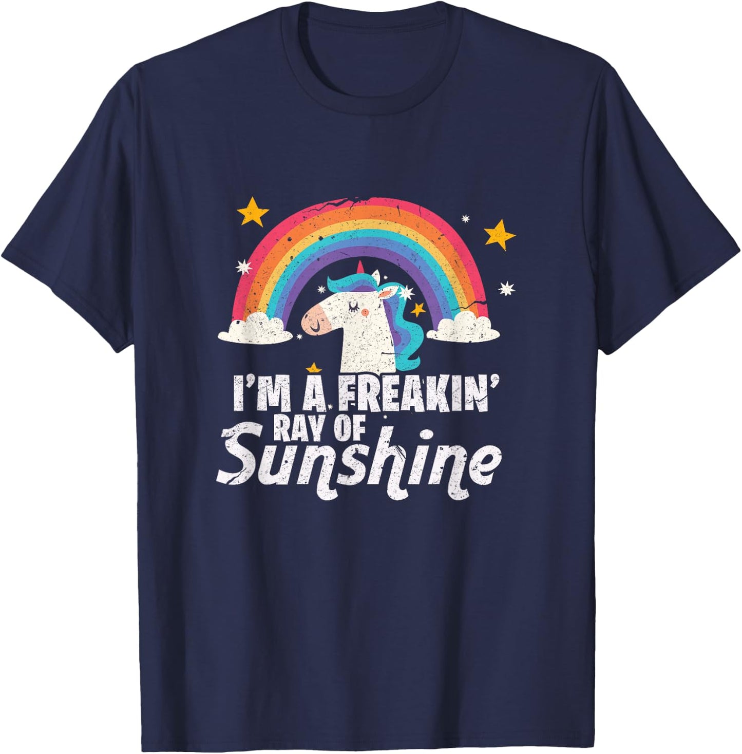 I'm A Freaking Ray Of Sunshine Shirt | Funny Unicorn Gift T-Shirt - T-Shirt | Navy
