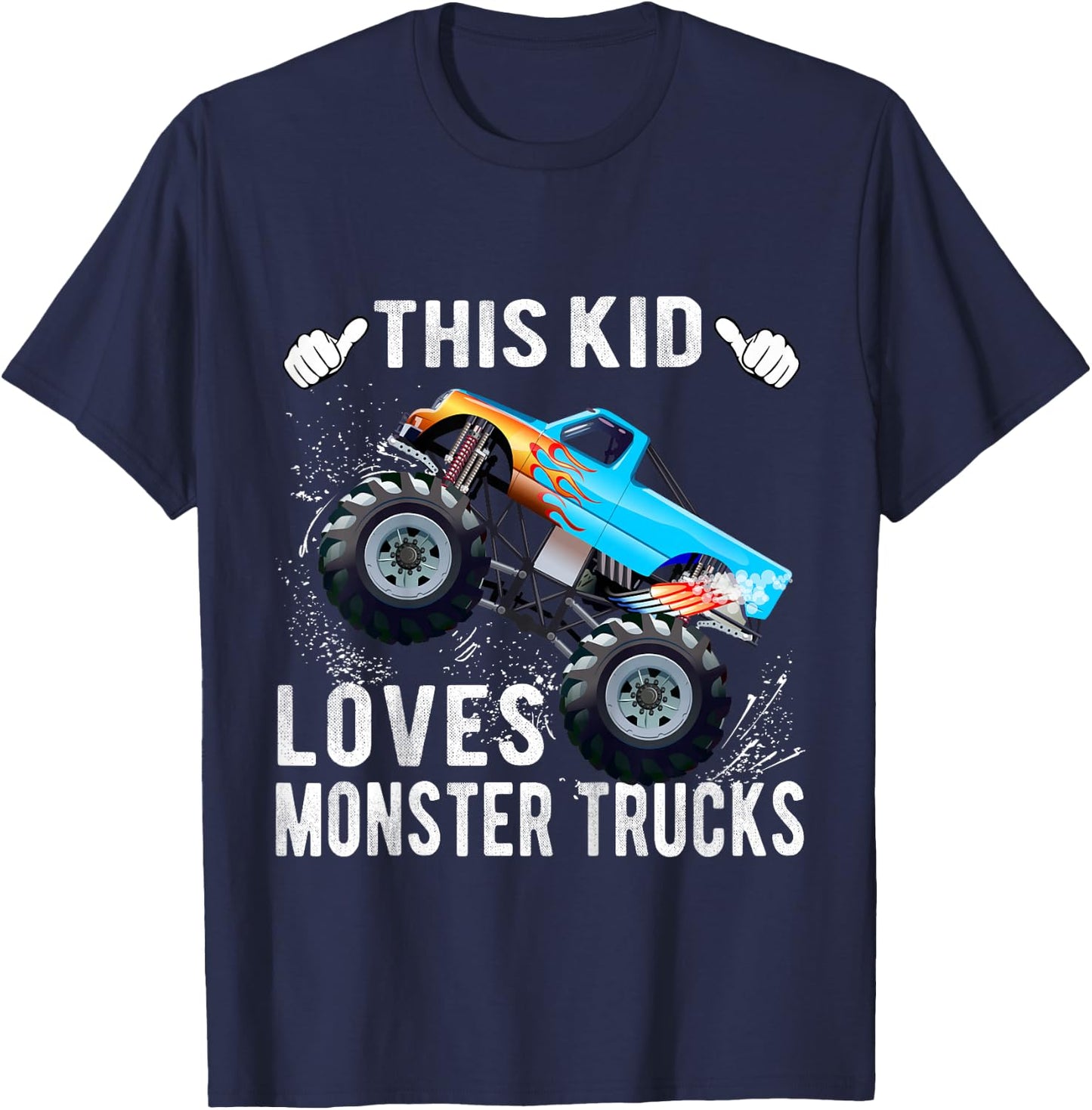 Kids This Kid Loves Monster Trucks Boys and Girls Gift T-Shirt - T-Shirt | Navy