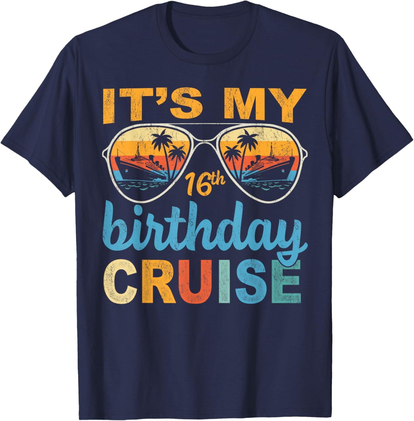 It's My 16th Birthday Cruise Vintage Summer Cruising T-Shirt - T-Shirt | Navy