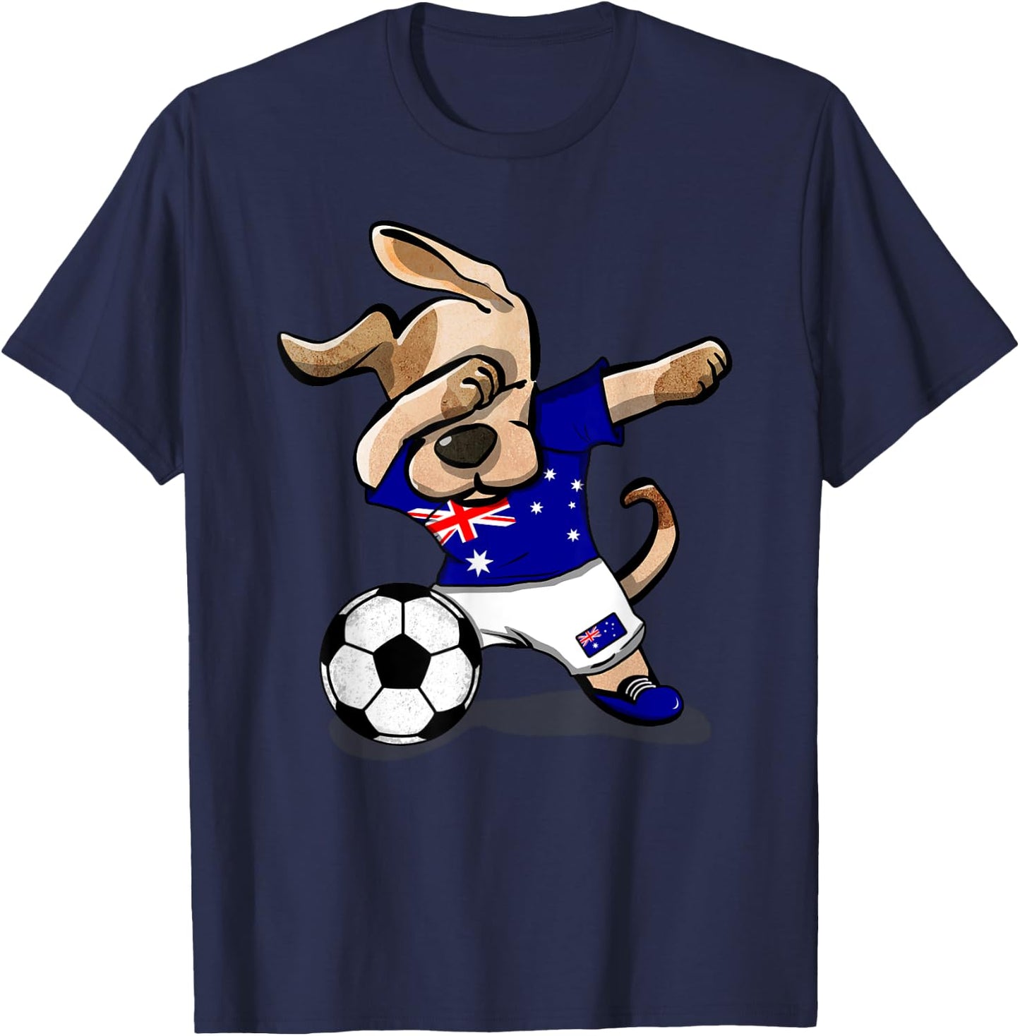 Dog Dabbing Soccer Australia Jersey Shirt Australian T-Shirt - T-Shirt | Navy