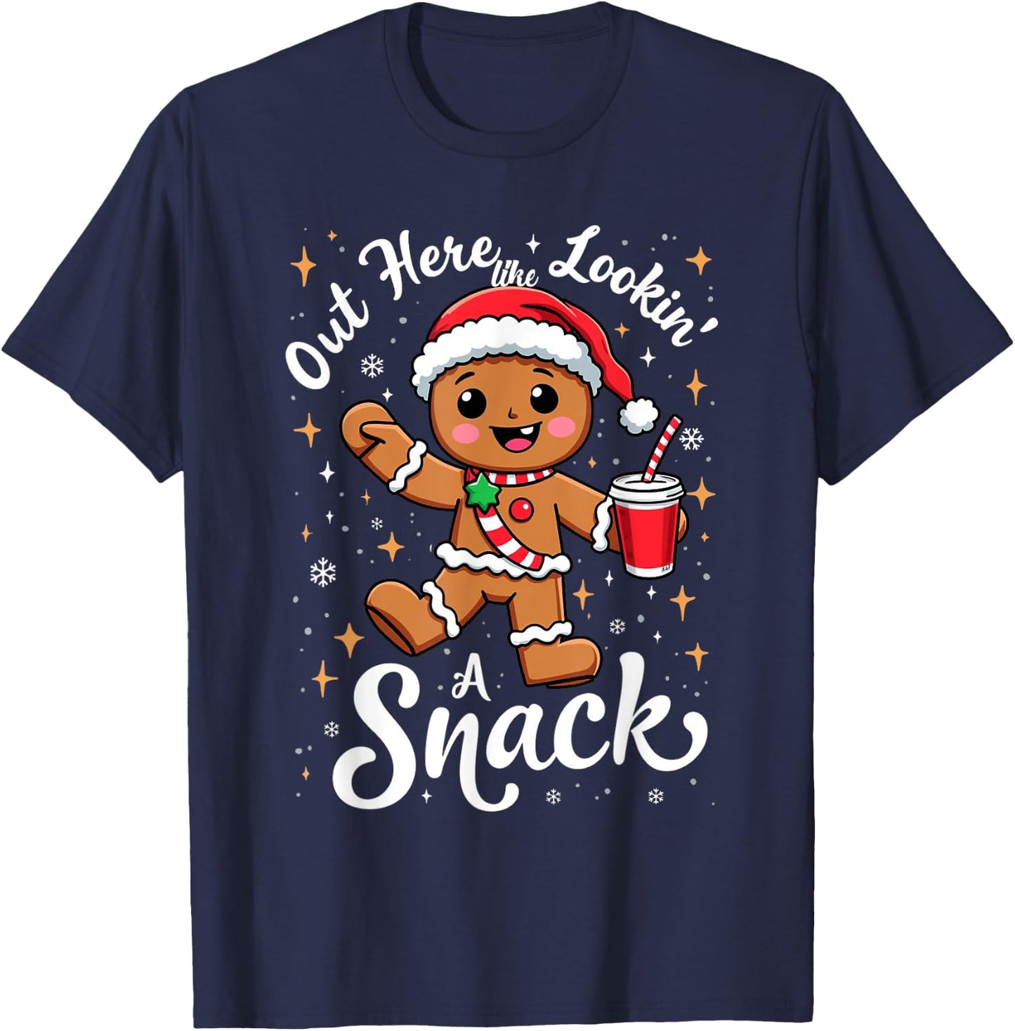 out here looking like a snack christmas funny BouJee Xmas T-Shirt - T-Shirt | Navy