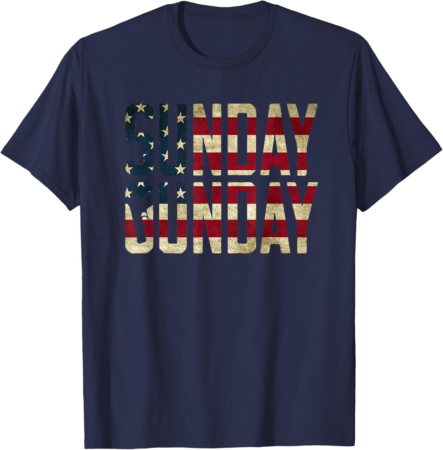 American Flag Sunday Gunday Gun Pistol Firearms T-Shirt - T-Shirt | Navy