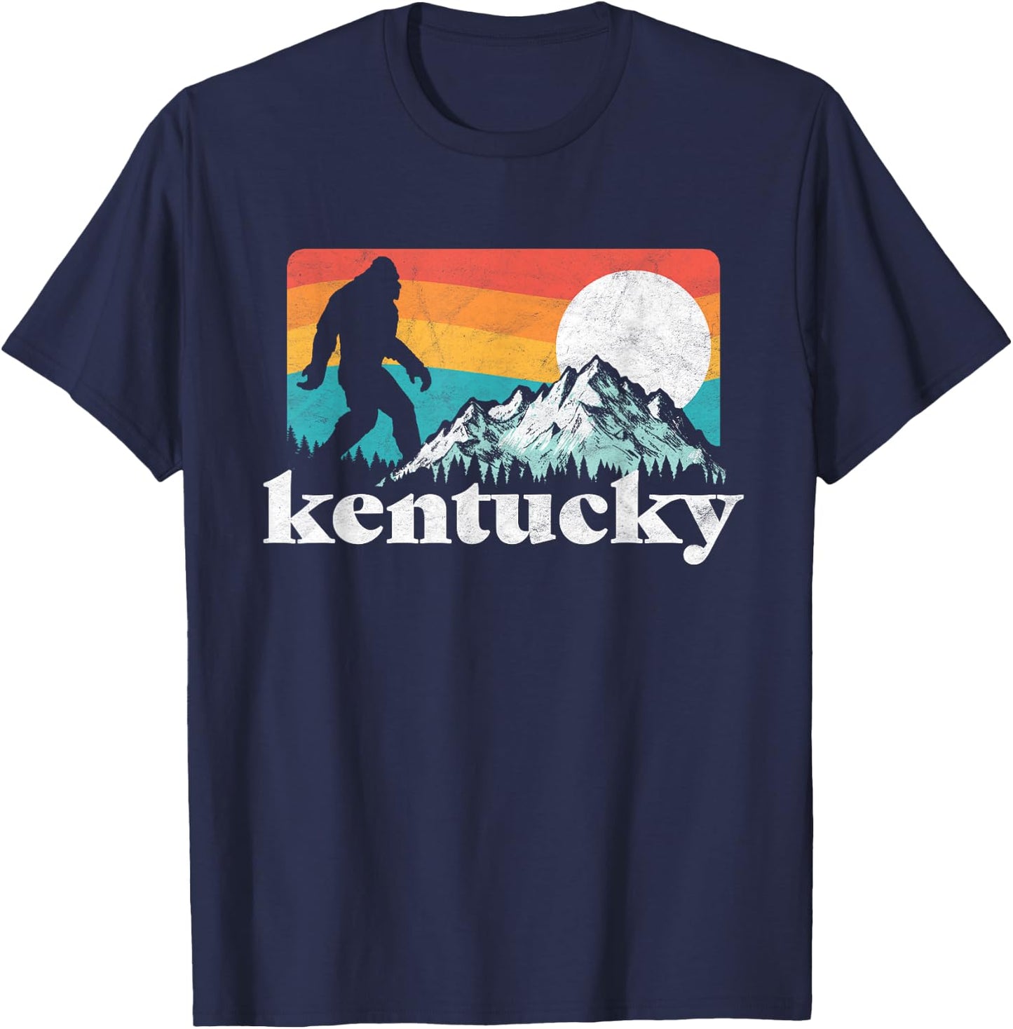 Kentucky Retro Bigfoot Mountains T-Shirt - T-Shirt | Navy