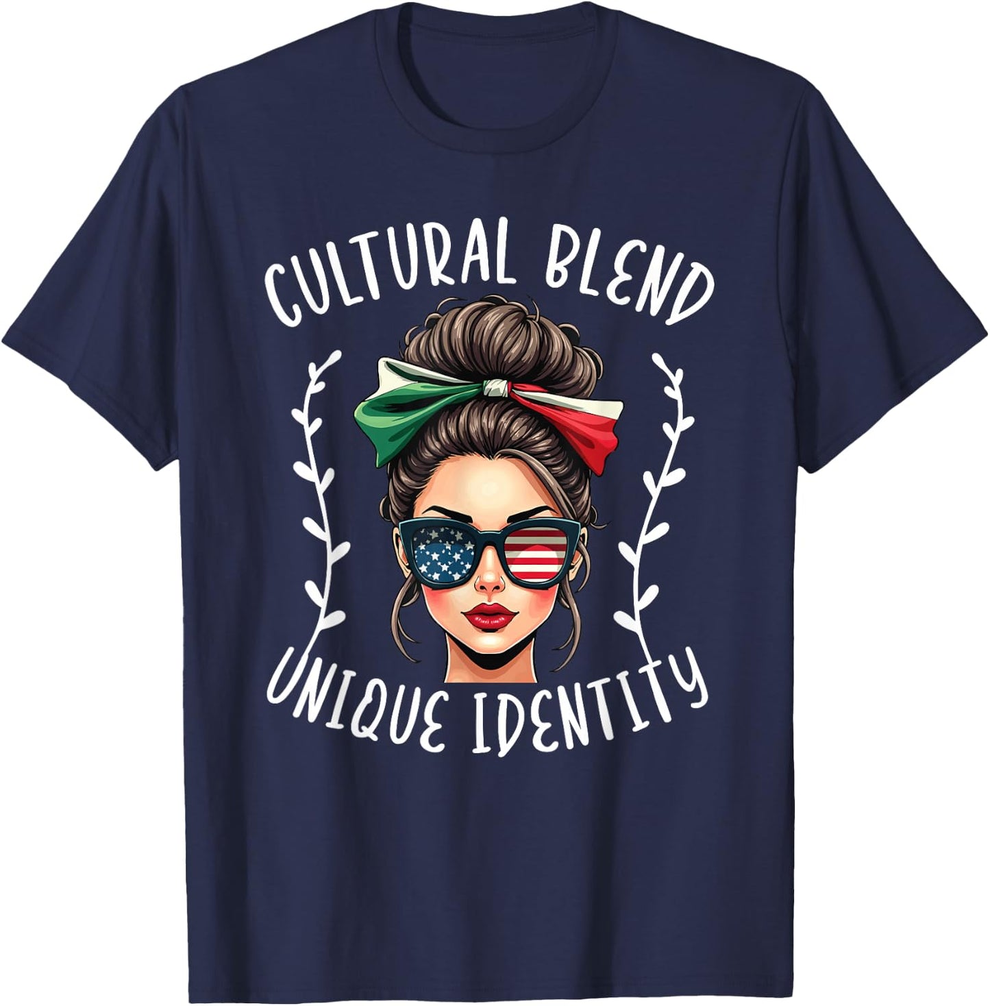 Half Mexican Half American USA Flag Mexican T-Shirt - T-Shirt | Navy