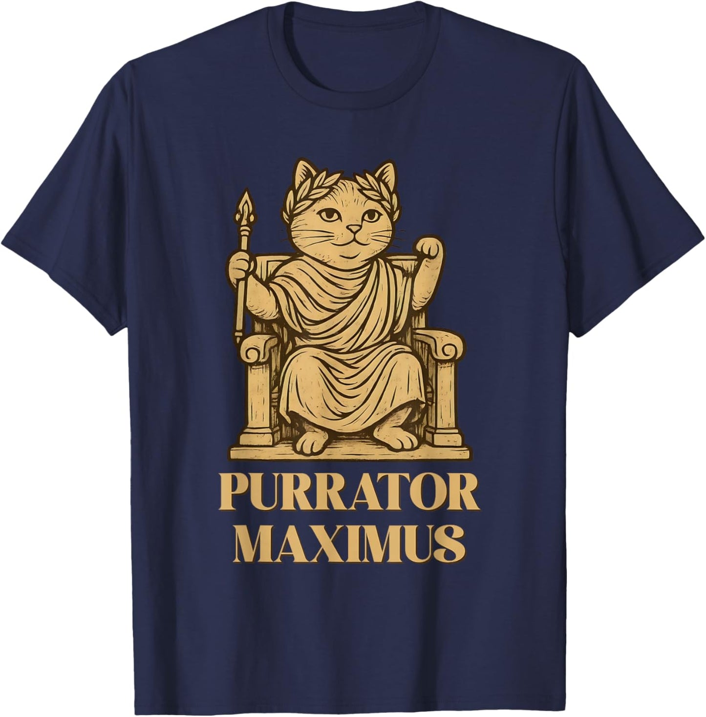 Funny Roman Emperor Cat History Teacher Ancient Cat Lover T-Shirt - T-Shirt | Navy