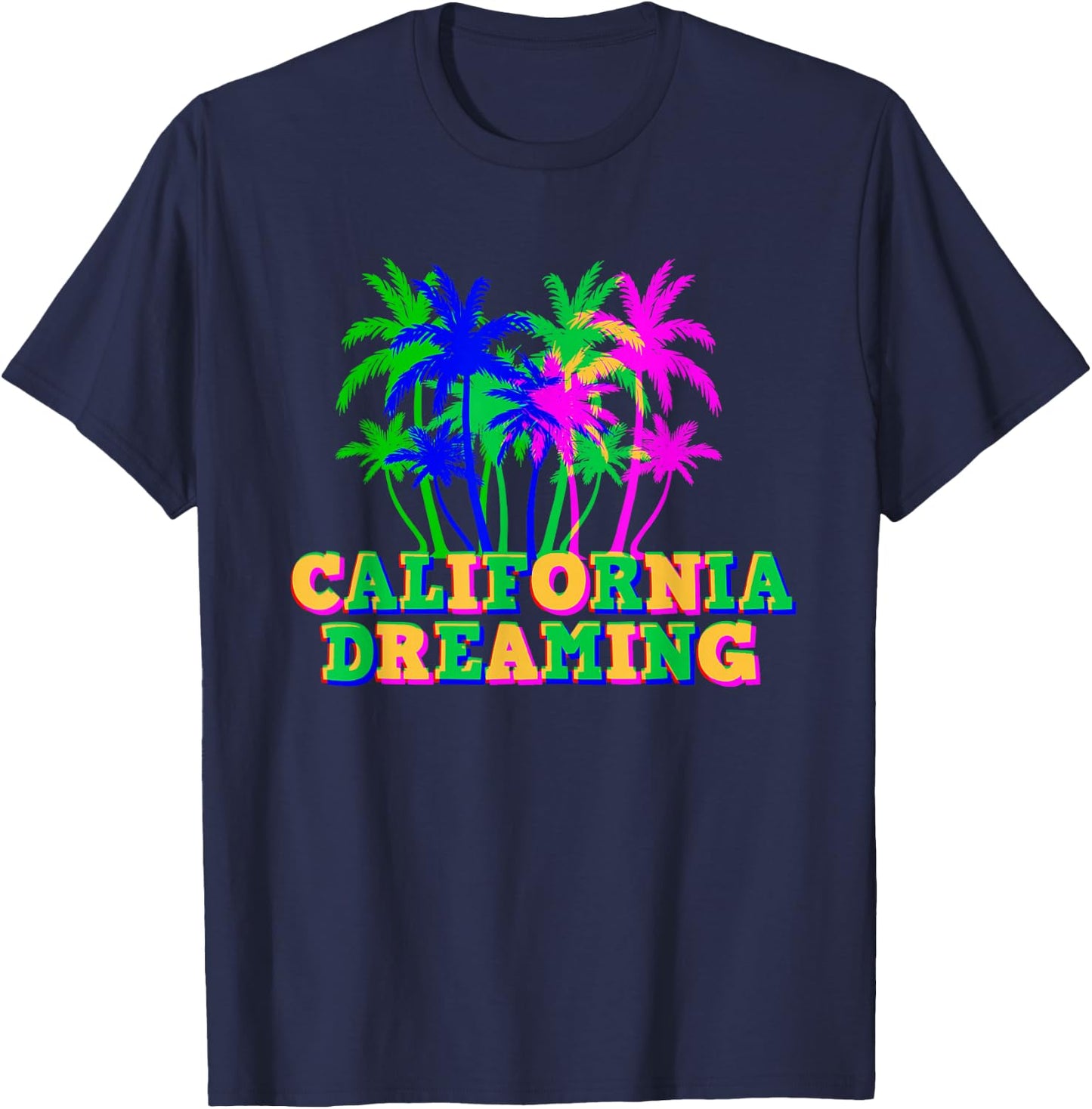California Dreaming Multi Color Souvenir T-Shirt - T-Shirt | Navy