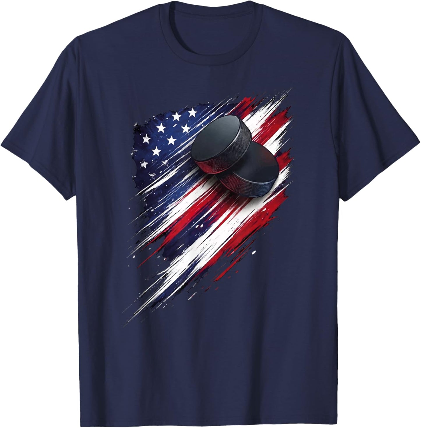 Ice Hockey American Flag 4th of July Boys Kids T-Shirt - T-Shirt | Navy