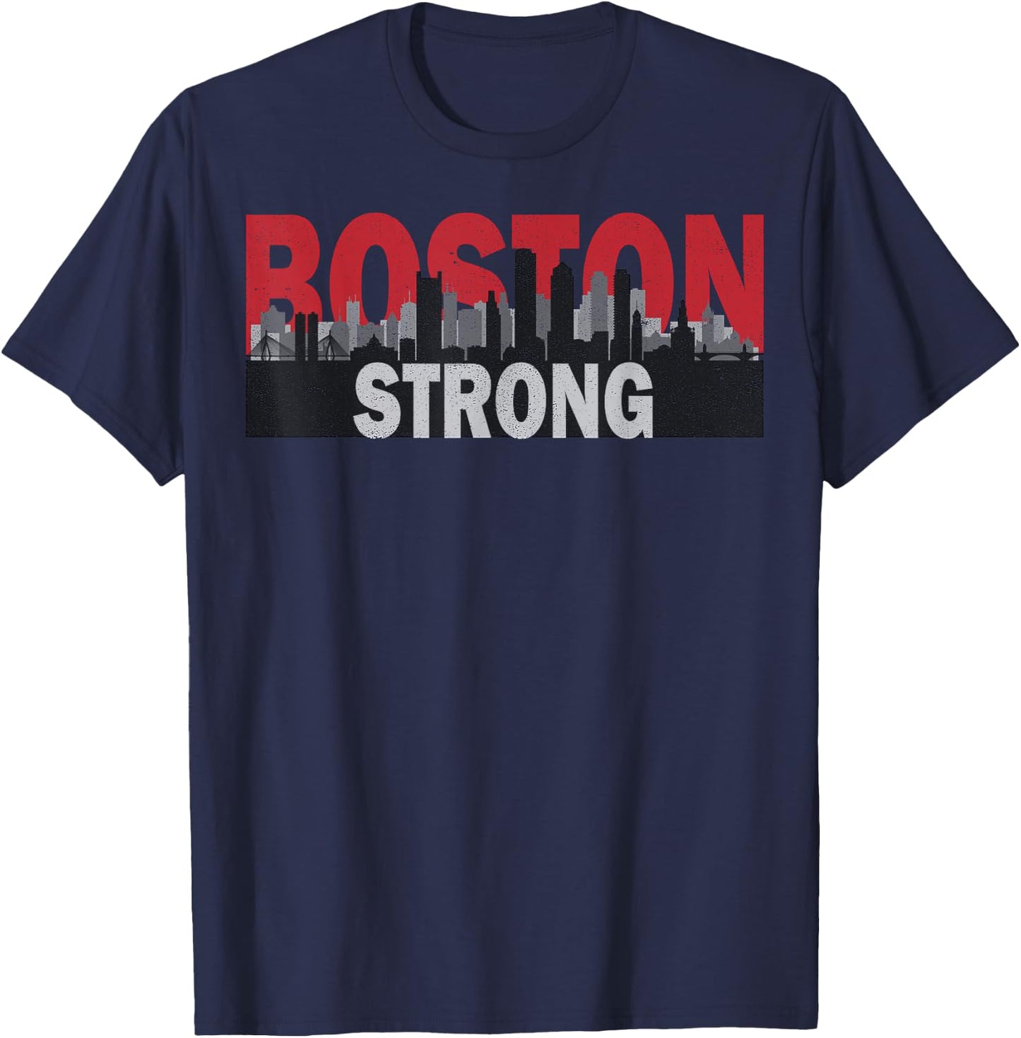 Boston Strong Vintage Boston City Skyline T-Shirt - T-Shirt | Navy