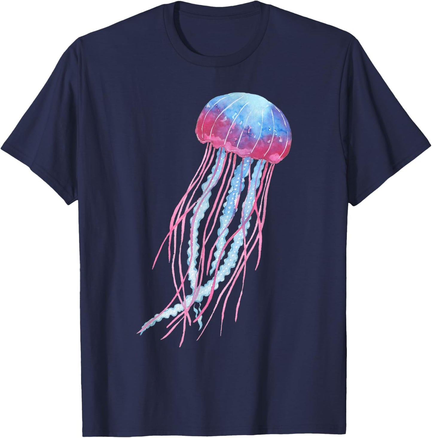Ethereal Jellyfish Watercolor Trippy Graphic Ar T-Shirt - T-Shirt | Navy