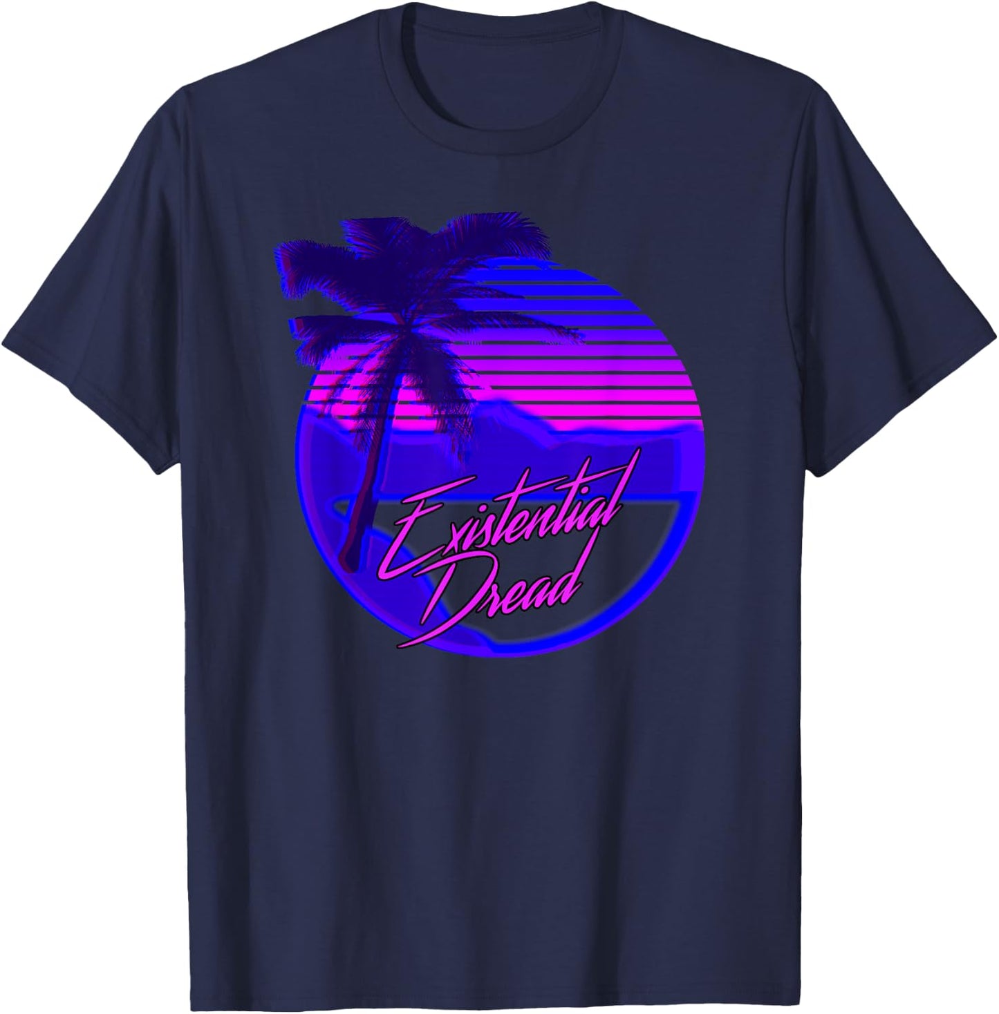 Vaporwave Existential Dread Retrowave Synthwave T-Shirt - T-Shirt | Navy