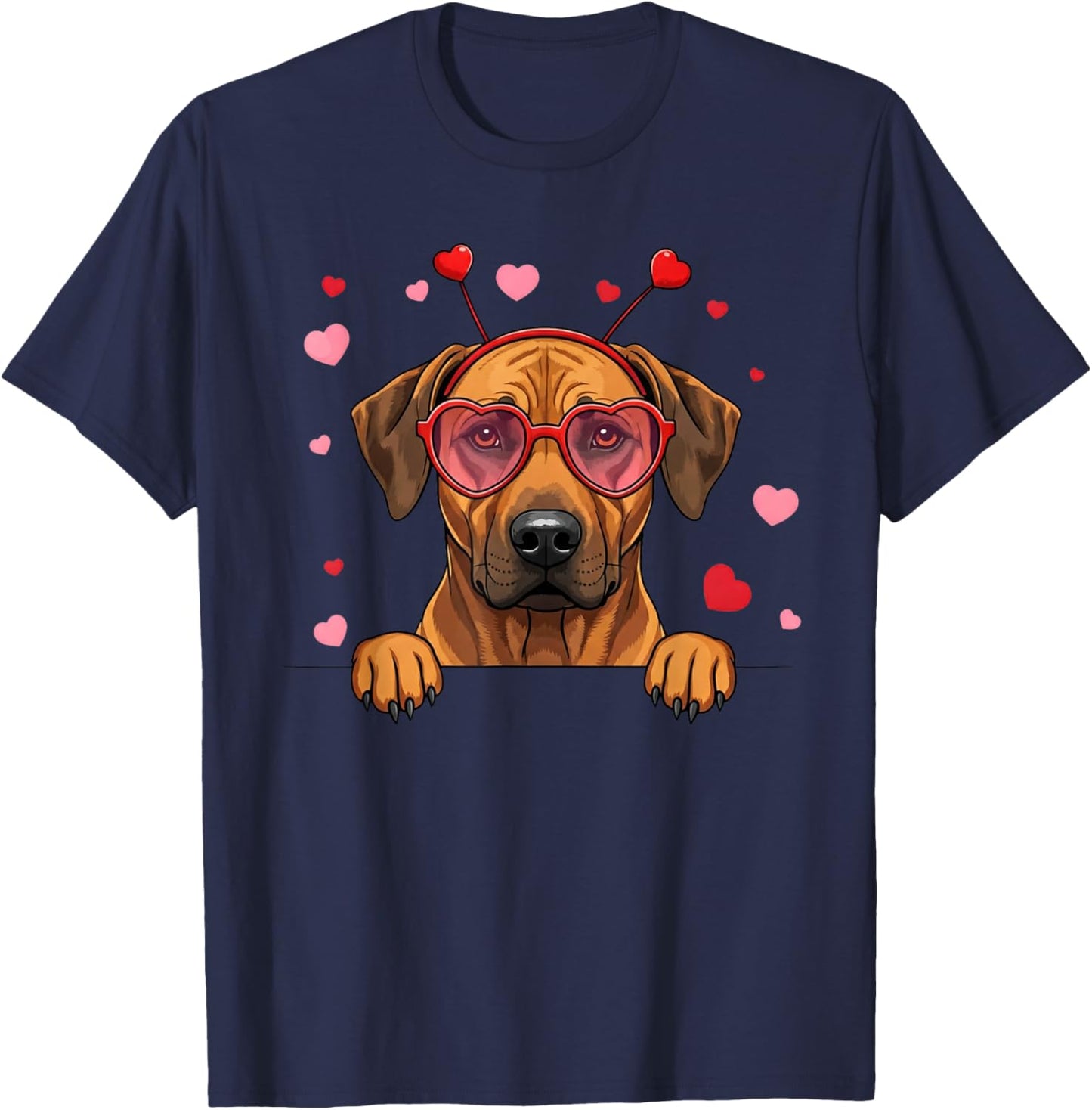 Rhodesian Ridgeback Dog Heart Headband Valentine T-Shirt - T-Shirt | Navy